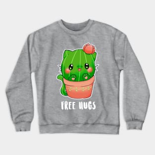 Free Hugs cactus cat Crewneck Sweatshirt